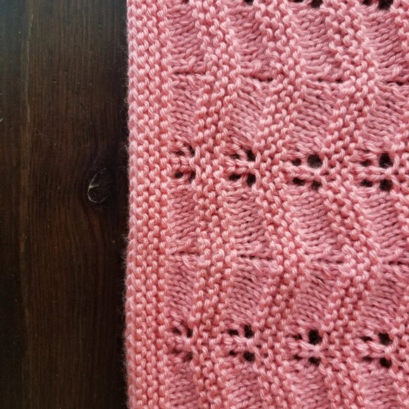 Hand Knit Baby Blanket in Strawberry Pink - Picture 7 of 8